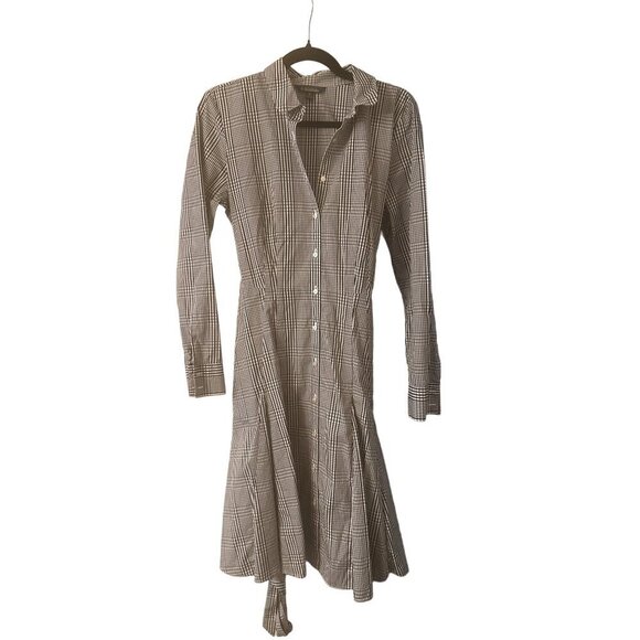 Brooks Brothers Womens Plaid Button-Down Shirt Dress Size 10 Black & White - Picture 3 of 7